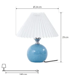 Lámpara de mesa Lindby Kerimi, cerámica, azul
