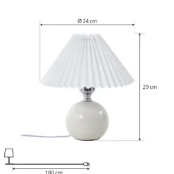 Lámpara de mesa Lindby Kerimi, cerámica, crema