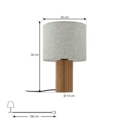 Lámpara de mesa Lindby Kimiko, altura 38 cm, madera, textil
