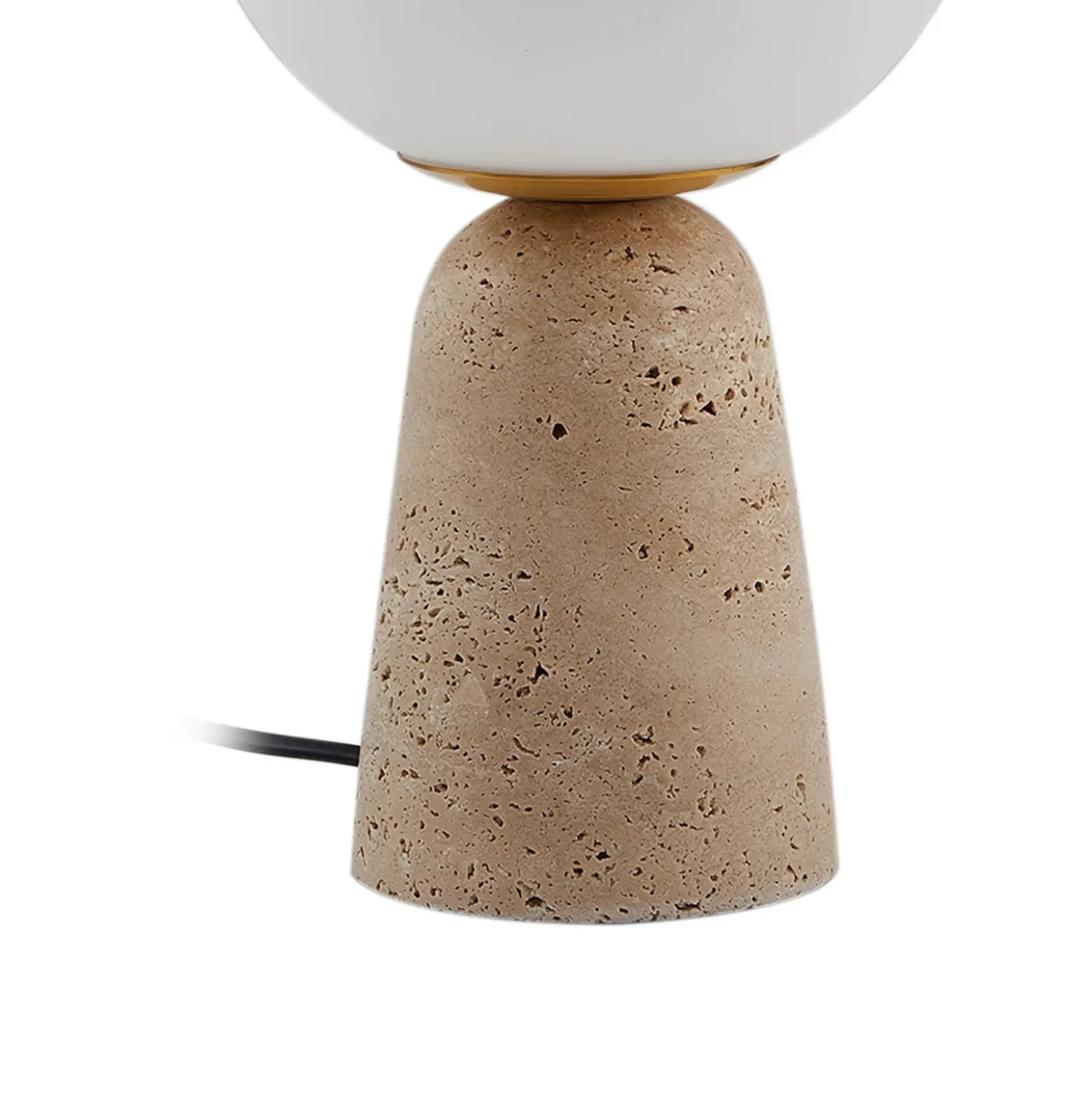 Lámpara de mesa Lindby Kirstan, beige, blanco, cristal, piedra, 33 cm