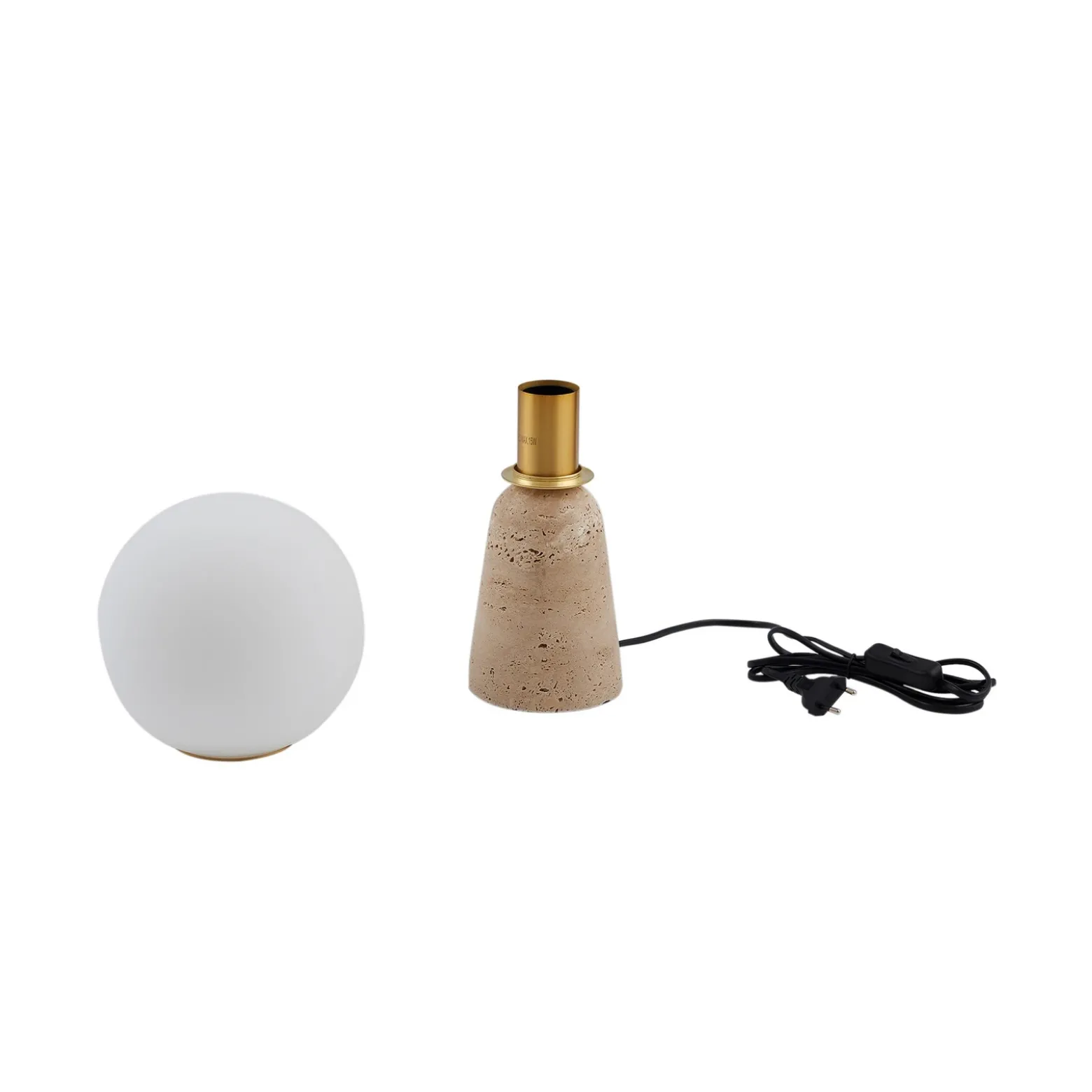 Lámpara de mesa Lindby Kirstan, beige, blanco, cristal, piedra, 33 cm