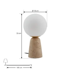 Lámpara de mesa Lindby Kirstan, beige, blanco, cristal, piedra, 33 cm
