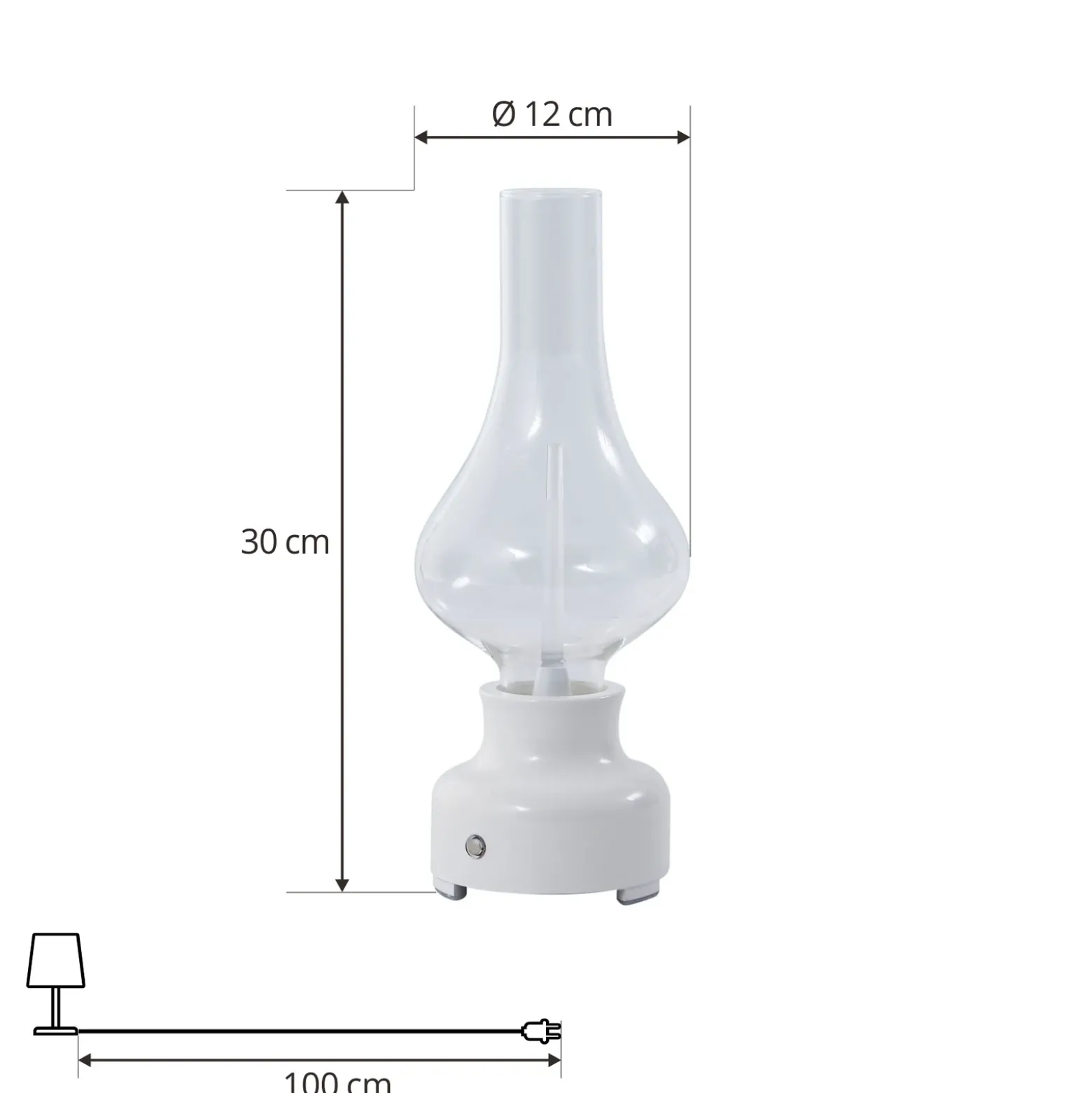 Lámpara de mesa Lindby LED recargable Maxentius, crema, cristal, atenuador