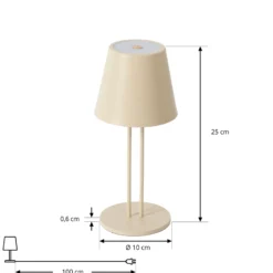 Lámpara de mesa Lindby LED recargable Janea TWIN, beige, metal