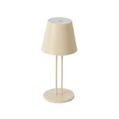 Lámpara de mesa Lindby LED recargable Janea TWIN, beige, metal