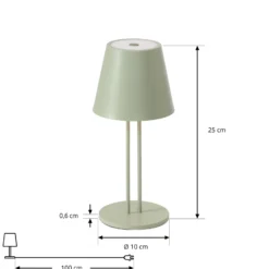 Lámpara de mesa Lindby LED recargable Janea TWIN, verde, metal