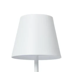 Lámpara de mesa Lindby LED recargable Janea CUBE, blanca, metal