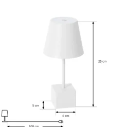 Lámpara de mesa Lindby LED recargable Janea CUBE, blanca, metal