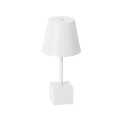 Lámpara de mesa Lindby LED recargable Janea CUBE, blanca, metal