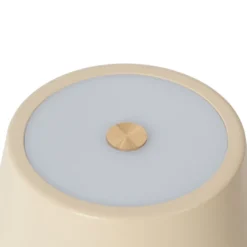 Lámpara de mesa Lindby LED recargable Janea, CRUZ, beige, metal