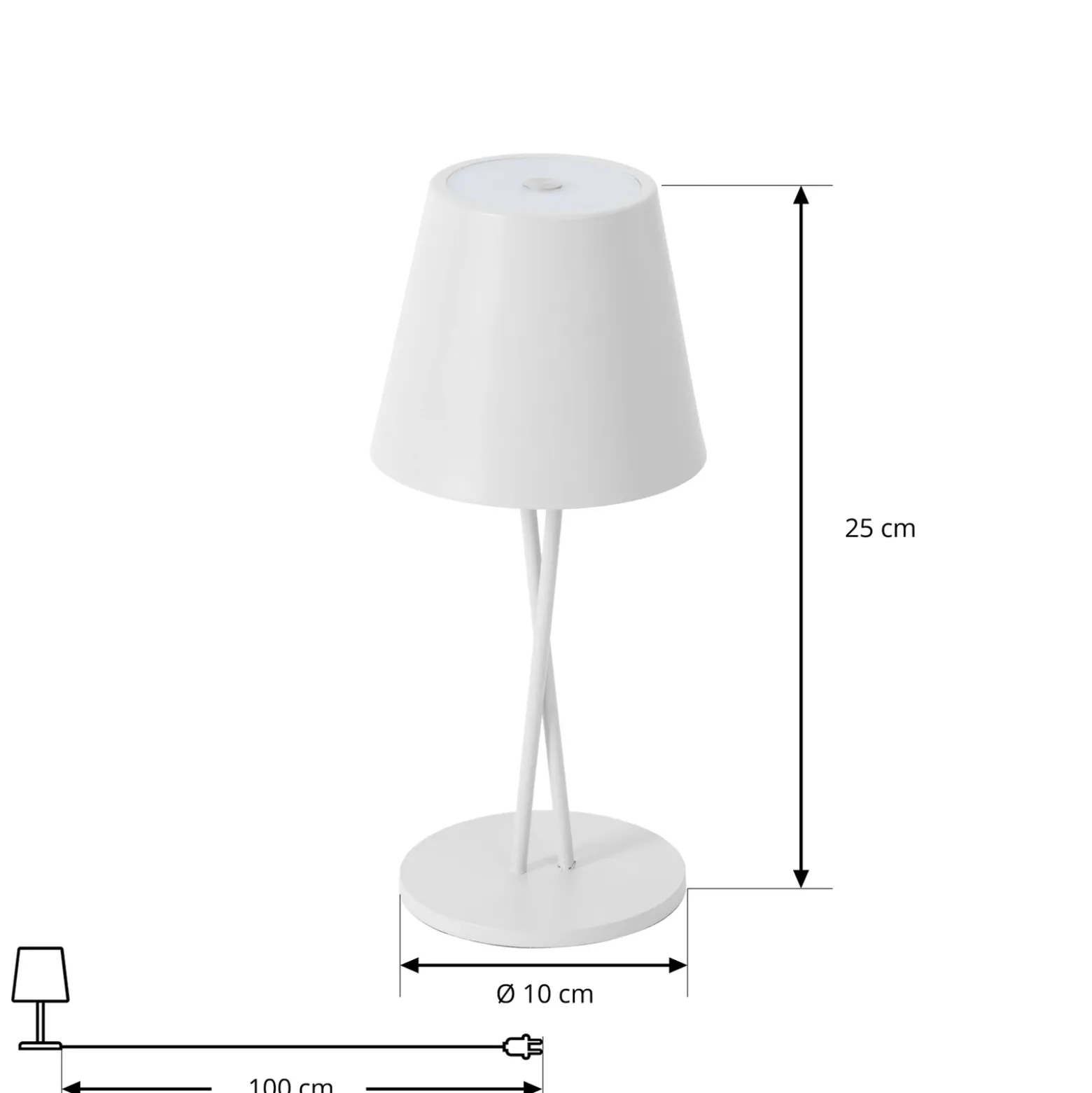 Lámpara de mesa Lindby LED recargable Janea CROSS, blanca, metal