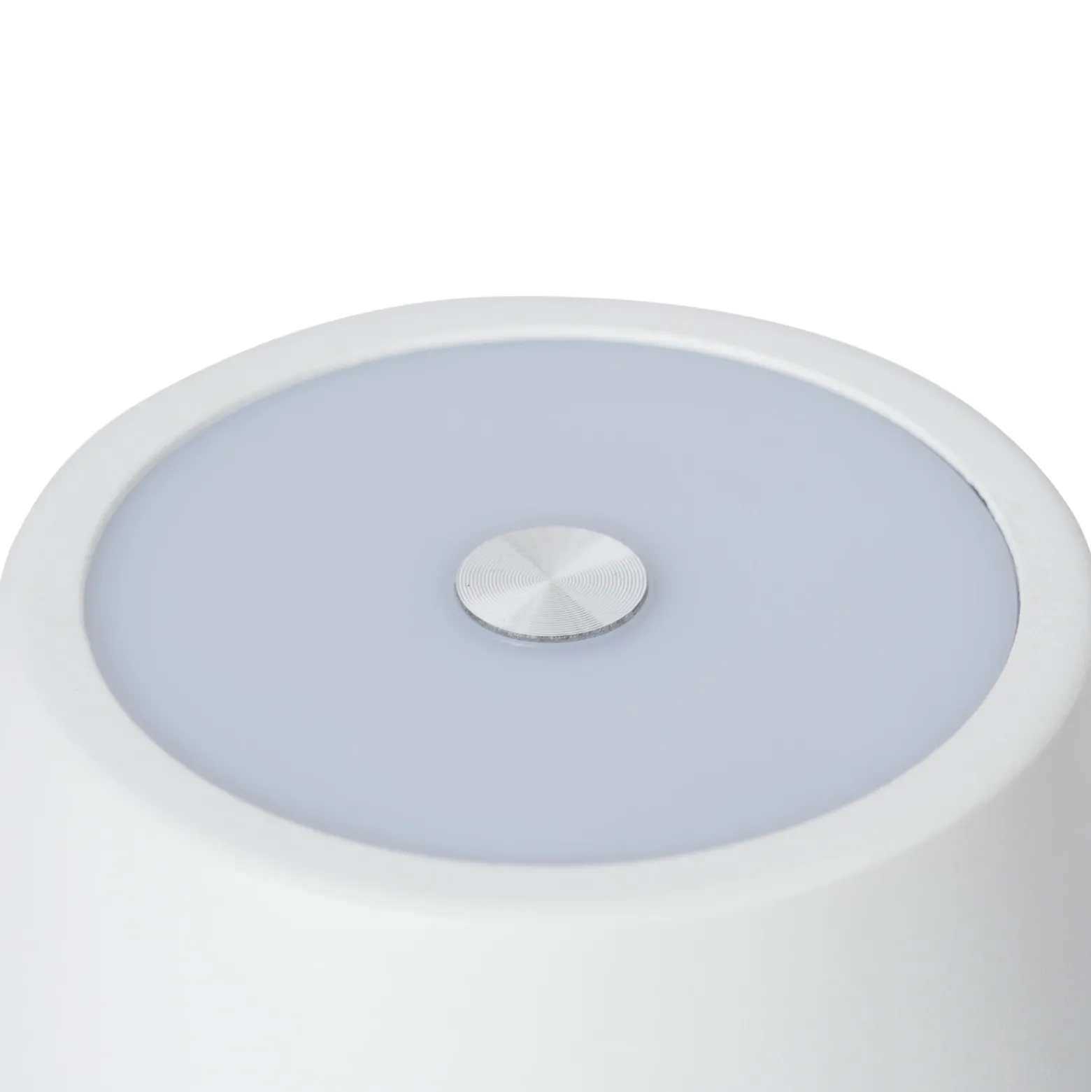 Lámpara de mesa Lindby LED recargable Janea CROSS, blanca, metal