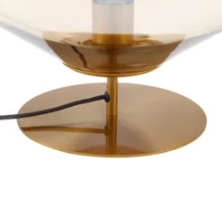 Lámpara de mesa Lindby Lelia, ámbar, cristal, metal, Ø 35 cm