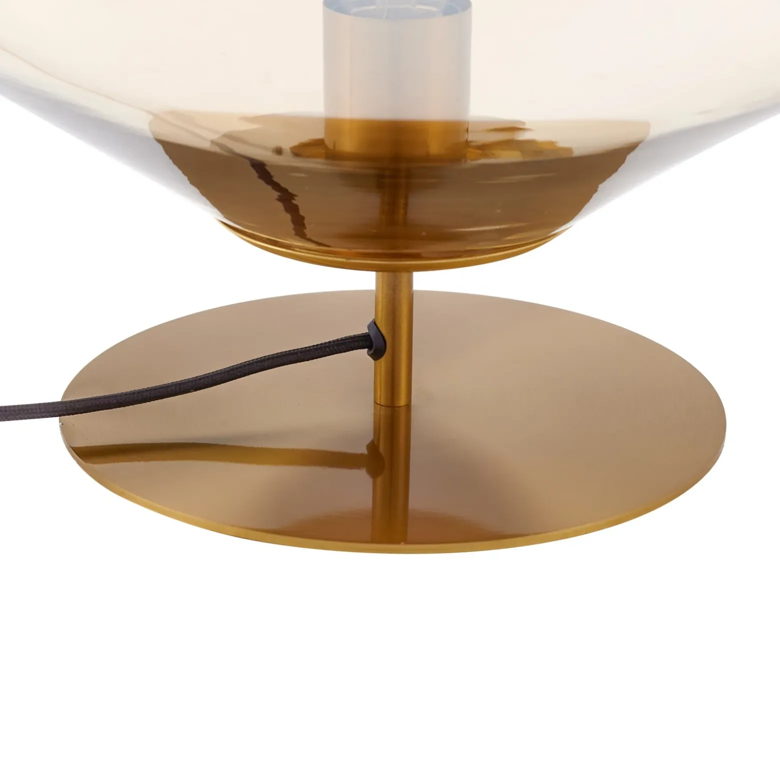 Lámpara de mesa Lindby Lelia, ámbar, cristal, metal, Ø 35 cm