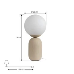 Lámpara de mesa Lindby Lennes, beige, cristal, Ø 20 cm