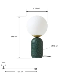 Lámpara de mesa Lindby Lennes x Eva Söllner, verde, mármol, Ø 20 cm