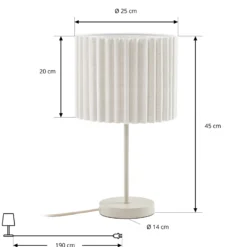 Lámpara de mesa Lindby Libbie, altura 45 cm, lino, color crema, casquillo E27