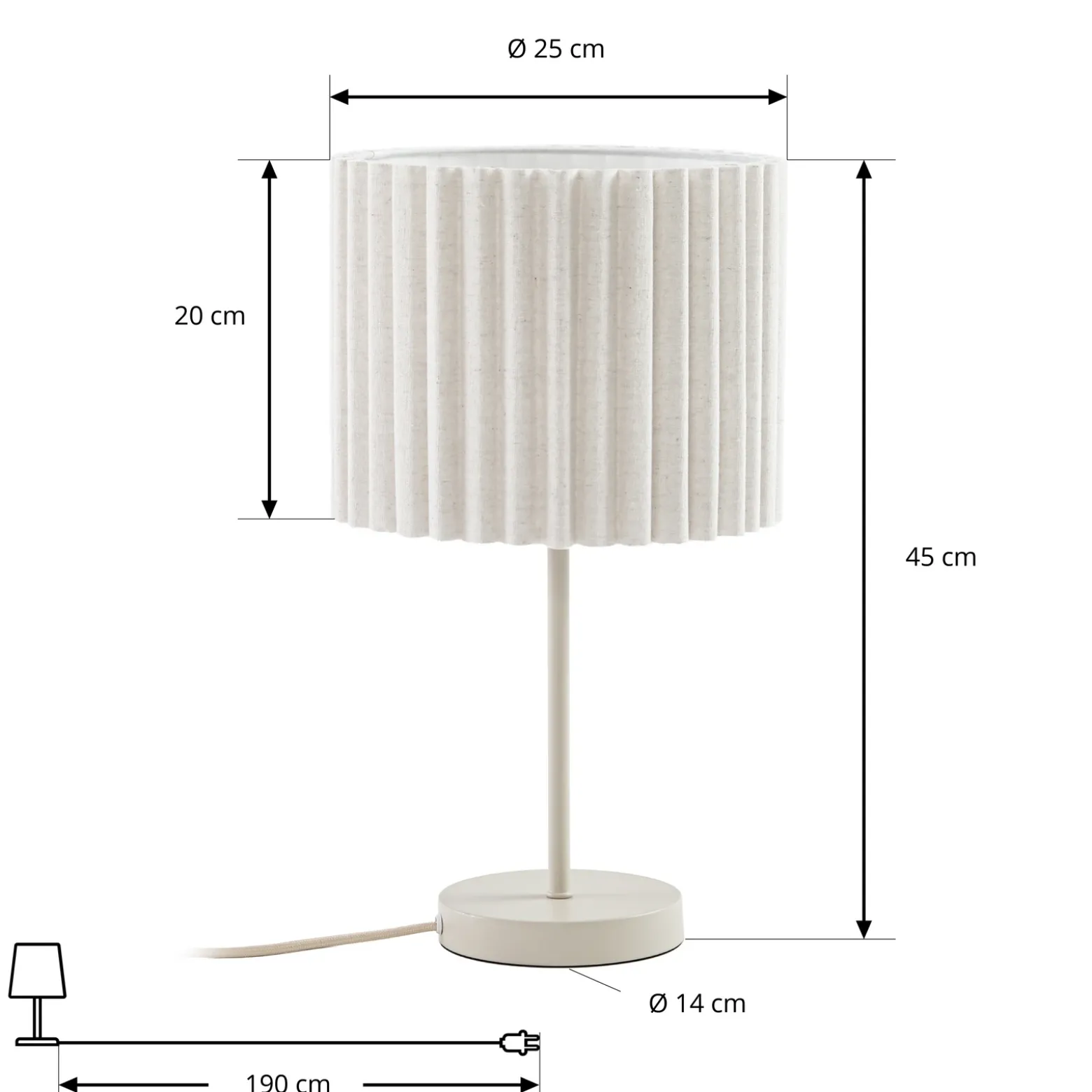 Lámpara de mesa Lindby Libbie, altura 45 cm, lino, color crema, casquillo E27