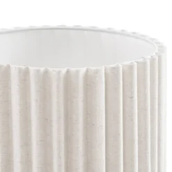 Lámpara de mesa Lindby Libbie, altura 45 cm, lino, color crema, casquillo E27