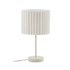 Lámpara de mesa Lindby Libbie, altura 45 cm, lino, color crema, casquillo E27