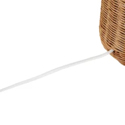 Lámpara de mesa Lindby Lirenda, altura 52 cm, ratán, natural/blanco