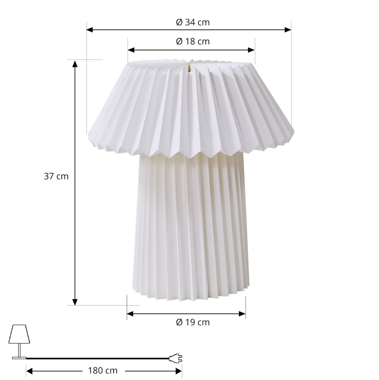 Lámpara de mesa Lindby Magali, blanca, papel, Ø 34 cm, E14