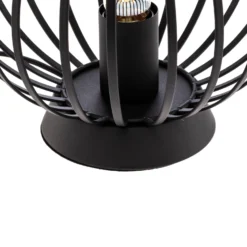 Lámpara de mesa Lindby Maivi, negra, 25 cm, hierro, jaula