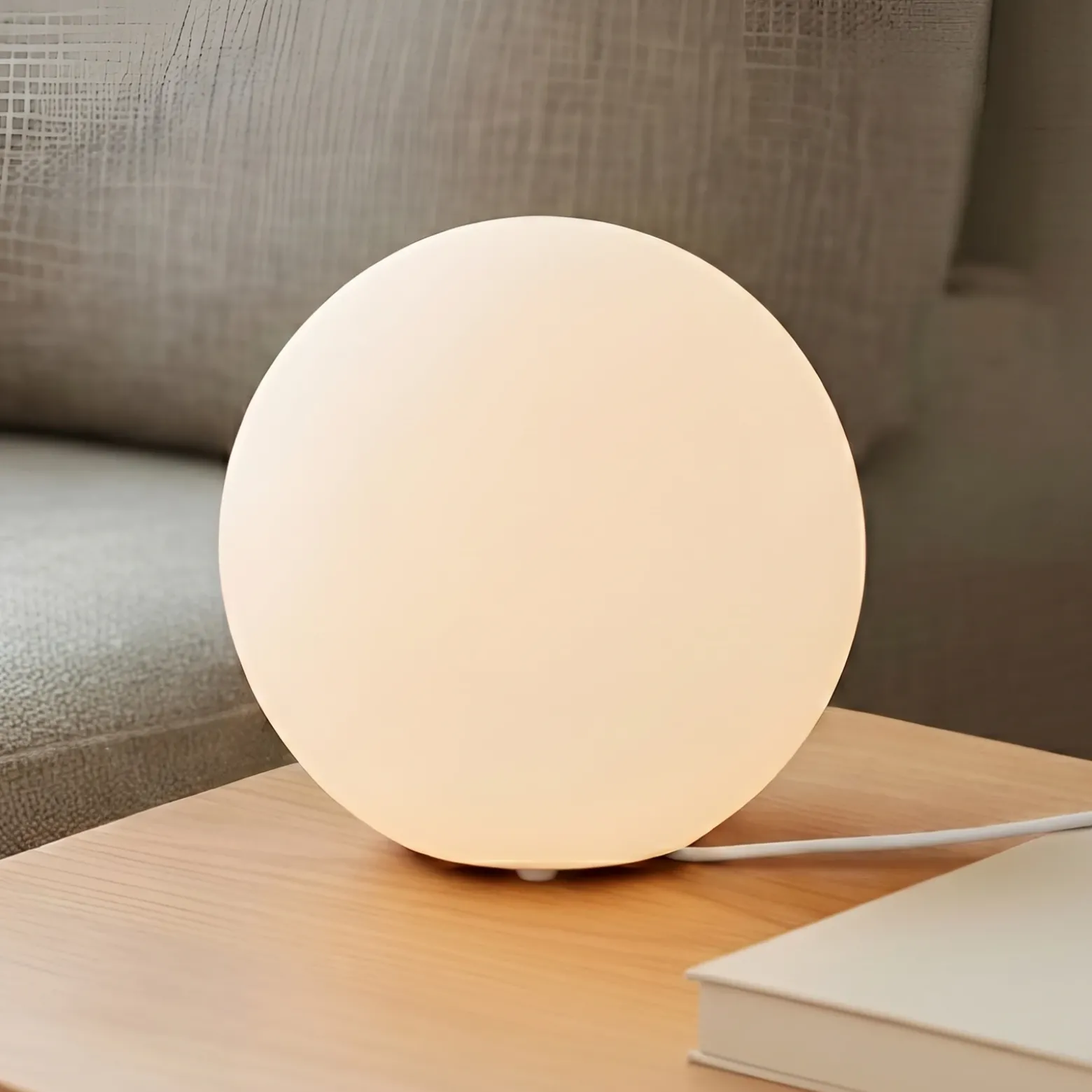 Lámpara de mesa Lindby Marike, blanca, cristal, globo, Ø 25 cm, E27