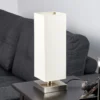 Lámpara de mesa Lindby Martje, altura 35 cm, blanca, textil, metal
