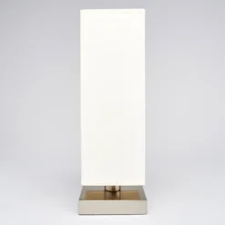 Lámpara de mesa Lindby Martje, altura 35 cm, blanca, textil, metal