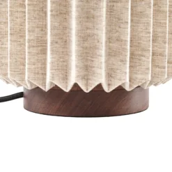 Lámpara de mesa Lindby Maveo, altura 30 cm, nogal/lino, E27