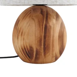 Lámpara de mesa Lindby Mayumi, altura 31 cm, madera, textil