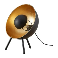 Lámpara de mesa Lindby Muriel, altura 38 cm, negra, dorada, metal