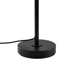 Lámpara de mesa Lindby Nerys, negra, bambú, Ø 28 cm