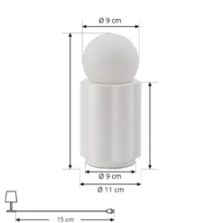 Lámpara de mesa Lindby Nielson, blanca, altura de la pantalla 8,5 cm, yeso