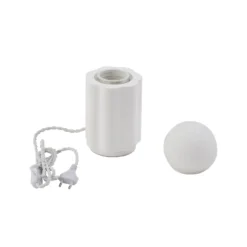 Lámpara de mesa Lindby Nielson, blanca, altura de la pantalla 8,5 cm, yeso