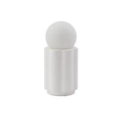 Lámpara de mesa Lindby Nielson, blanca, altura de la pantalla 8,5 cm, yeso
