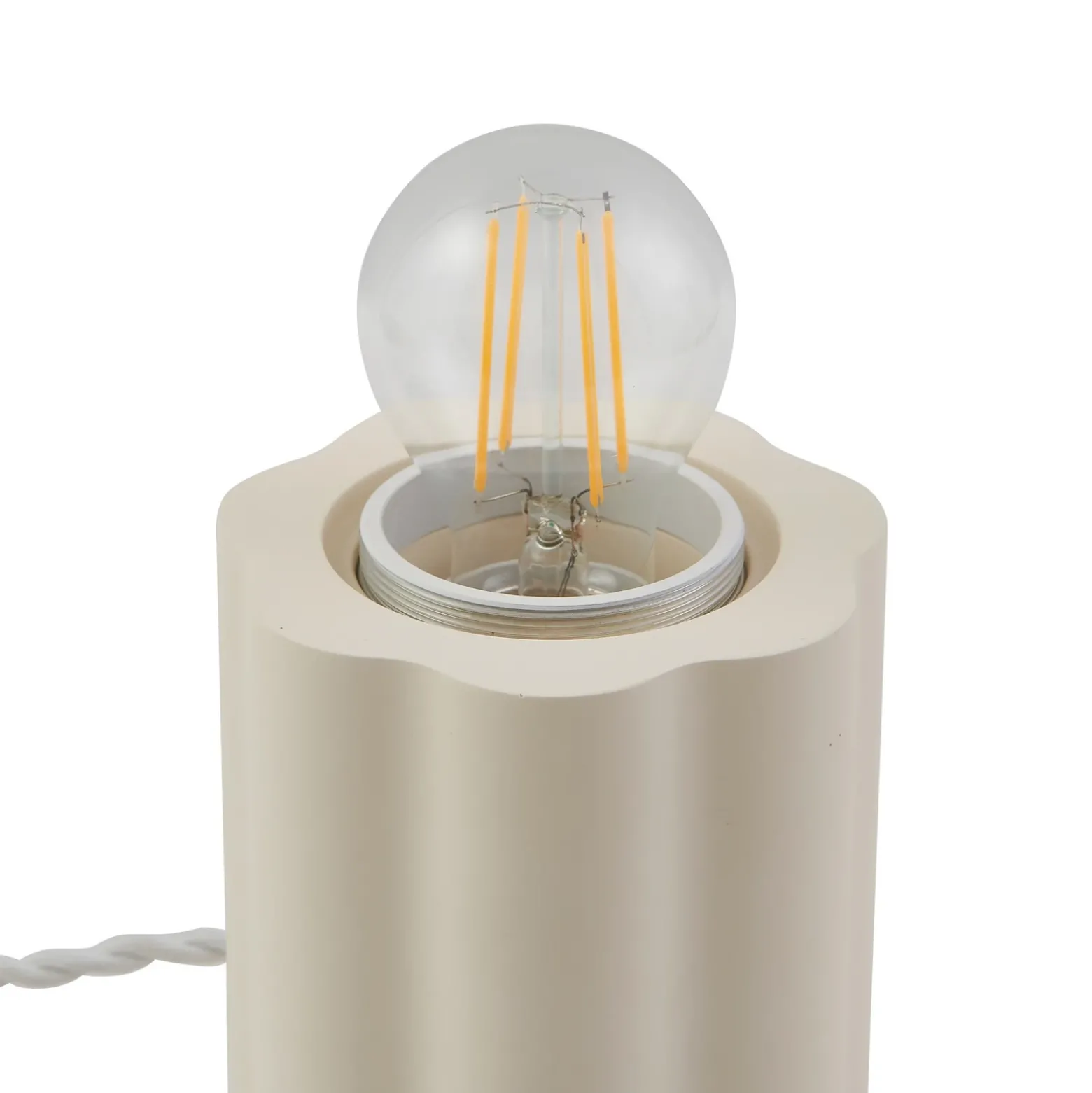 Lámpara de mesa Lindby Nielson, beige, altura pantalla 8,5 cm, yeso