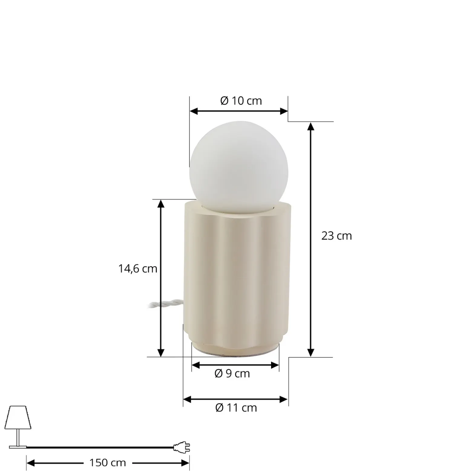 Lámpara de mesa Lindby Nielson, beige, altura pantalla 8,5 cm, yeso