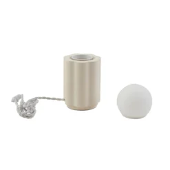 Lámpara de mesa Lindby Nielson, beige, altura pantalla 8,5 cm, yeso