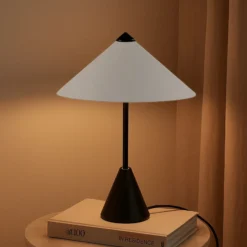 Lámpara de mesa Lindby Norvik, altura 35 cm, negro/gris, metal