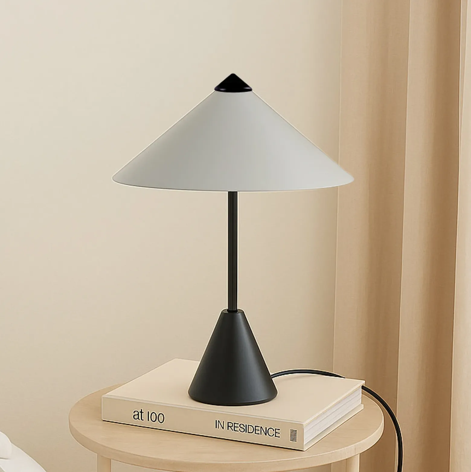 Lámpara de mesa Lindby Norvik, altura 35 cm, negro/gris, metal