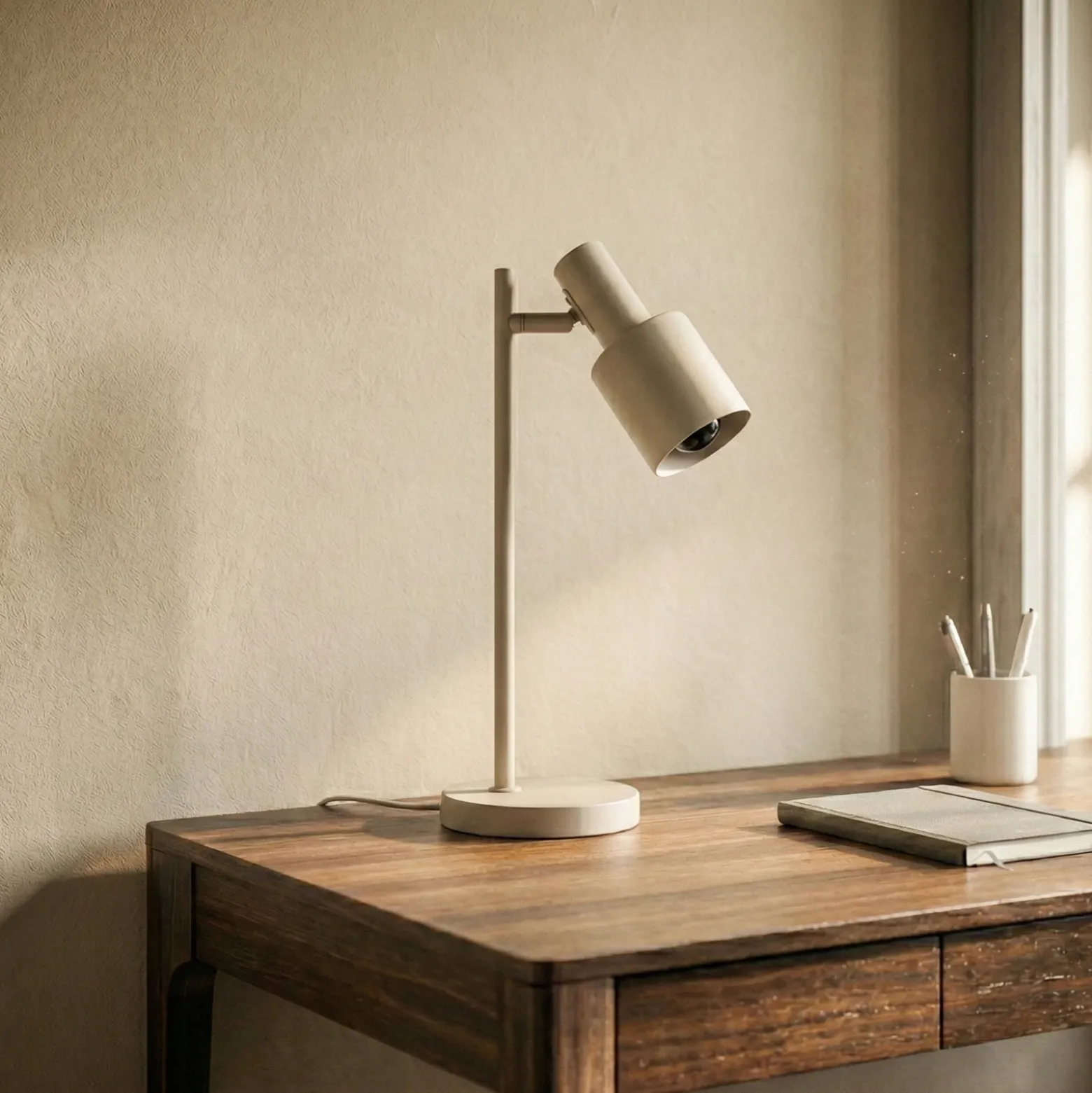 Lámpara de mesa Lindby Ovelia, beige, metal, E27