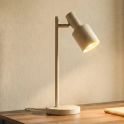 Lámpara de mesa Lindby Ovelia, beige, metal, E27