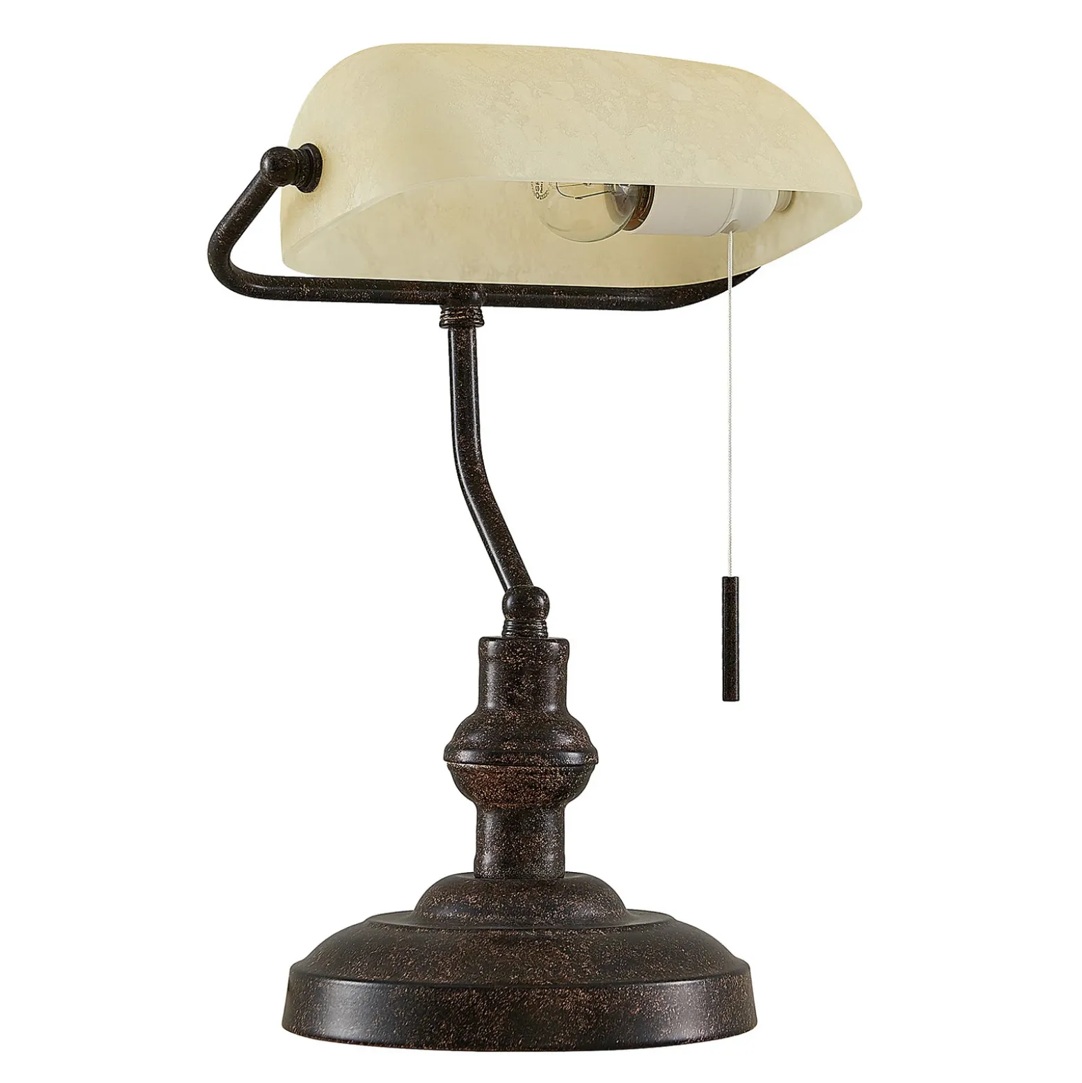 Lámpara de mesa Lindby Profina, 39 cm, marrón óxido, acero
