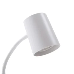 Lámpara de mesa Lindby Radka, blanca, plástico, GU10, brazo flexible