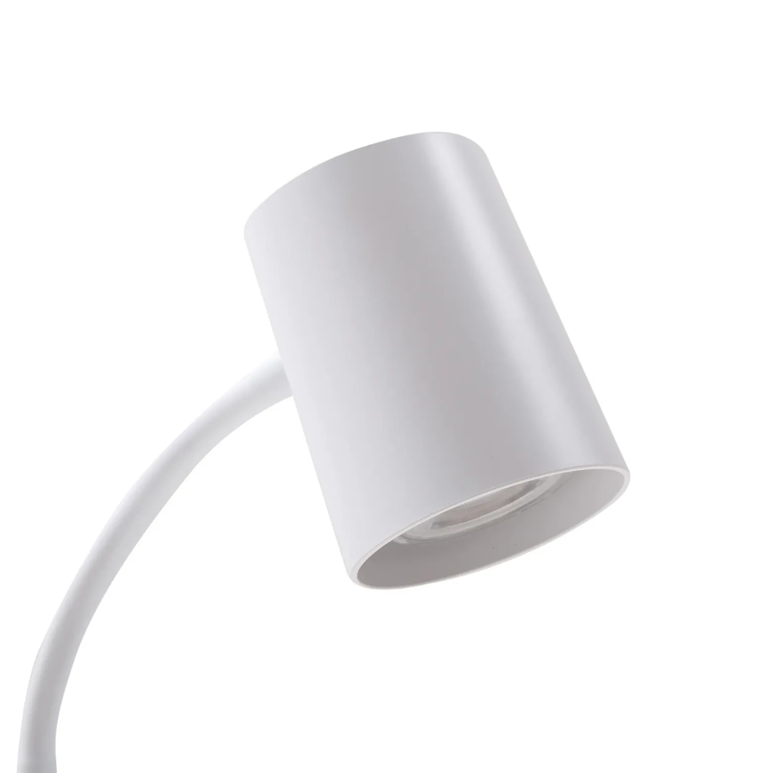 Lámpara de mesa Lindby Radka, blanca, plástico, GU10, brazo flexible