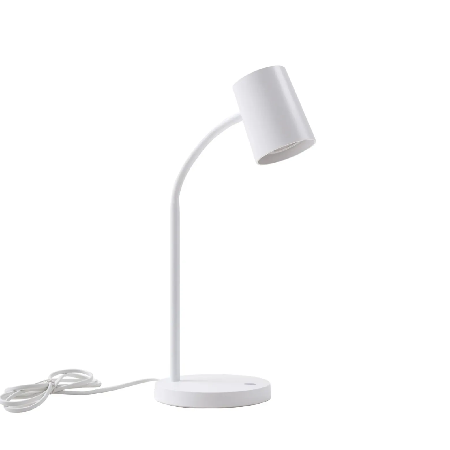 Lámpara de mesa Lindby Radka, blanca, plástico, GU10, brazo flexible