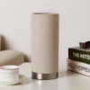 Lámpara de mesa Lindby Ronja, altura 26 cm, color crema, textil
