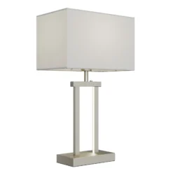 Lámpara de mesa Lindby Sigurd, blanca, tela, altura 54cm, E27